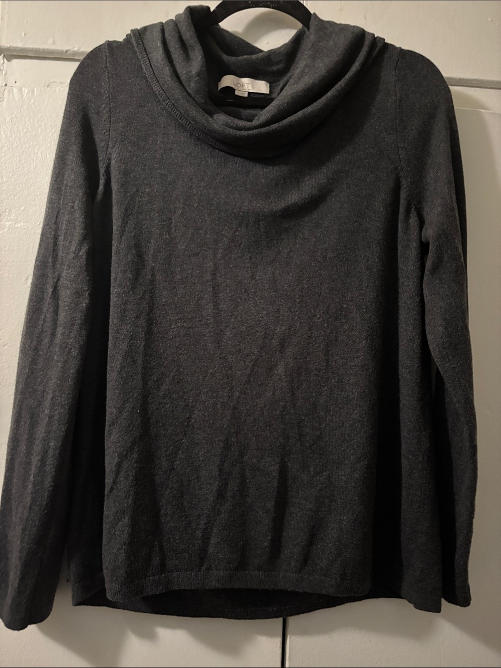 LOFT Charcoal Gray Cowl Neck Sweater